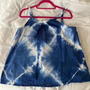 Anthropologie, Blue and White Tie-Dye Tank Top, M